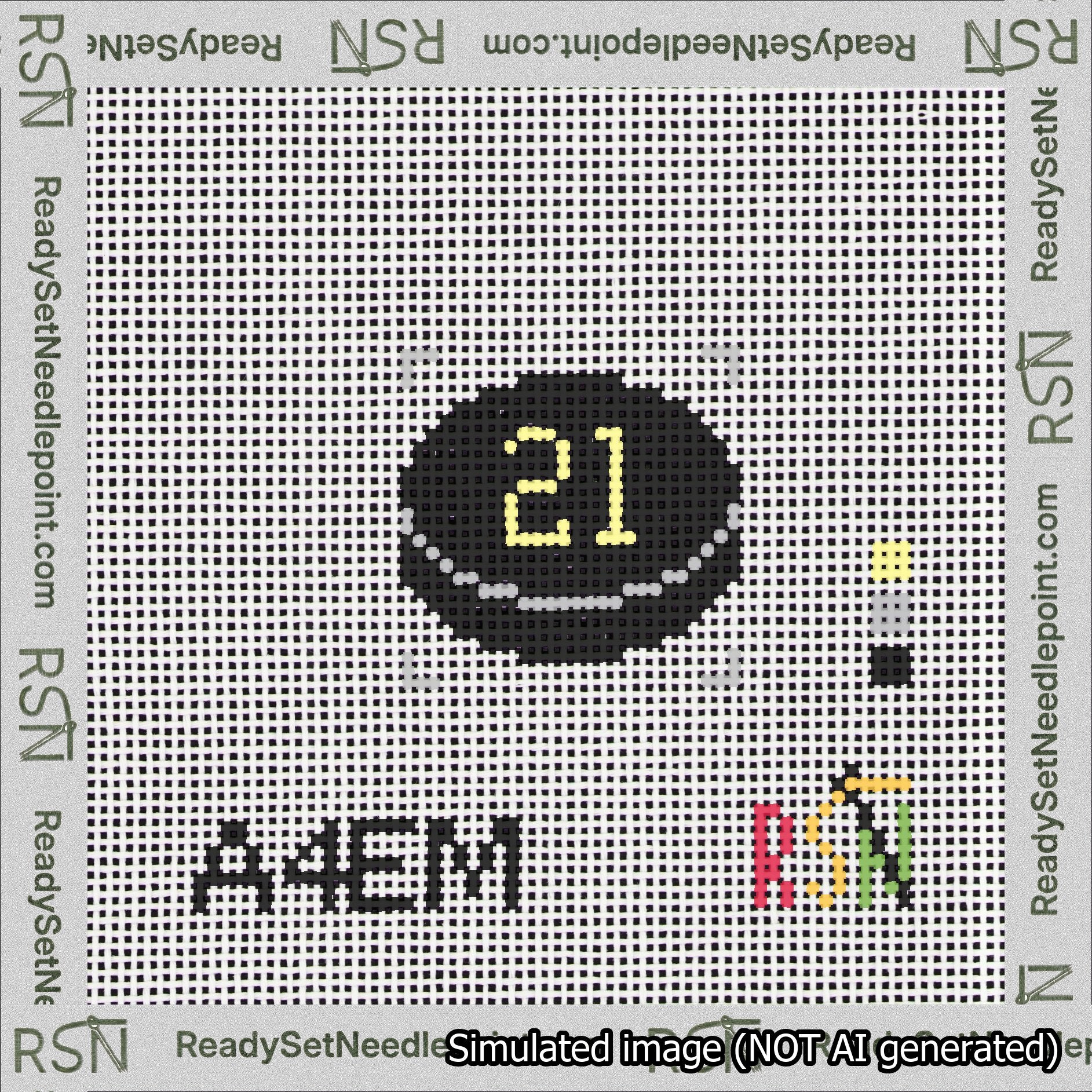 Hockey Puck Bag Charm Yellow 0-49 Needlepoint Canvas Design