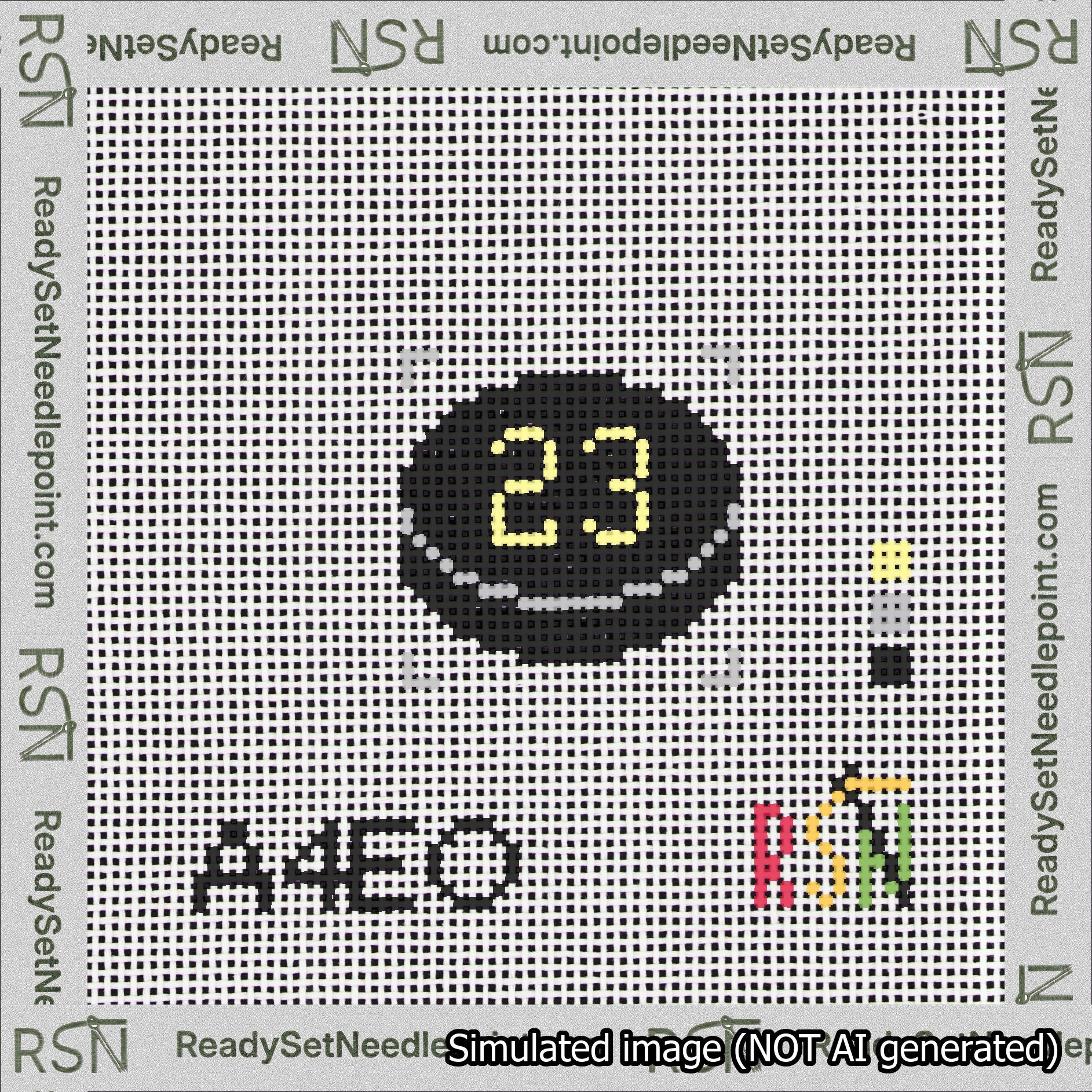 Hockey Puck Bag Charm Yellow 0-49 Needlepoint Canvas Design