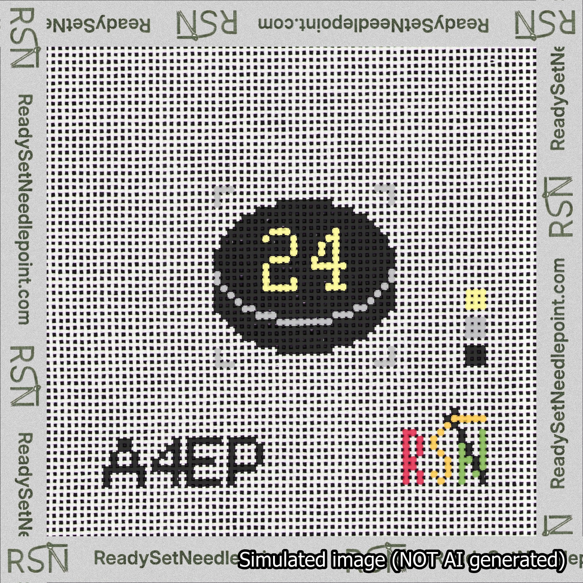 Hockey Puck Bag Charm Yellow 0-49 Needlepoint Canvas Design