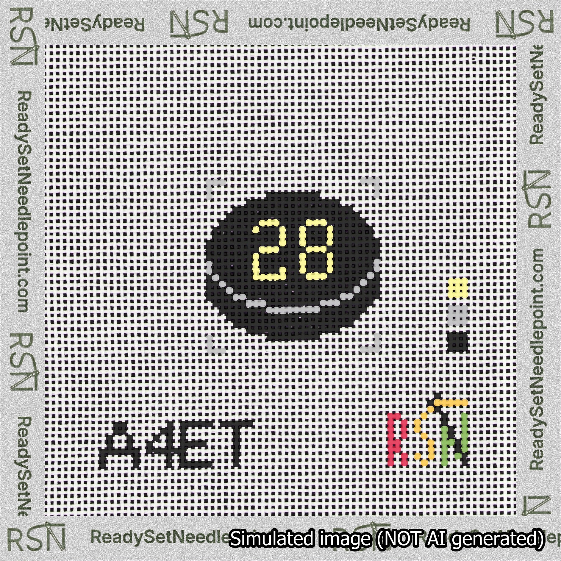 Hockey Puck Bag Charm Yellow 0-49 Needlepoint Canvas Design