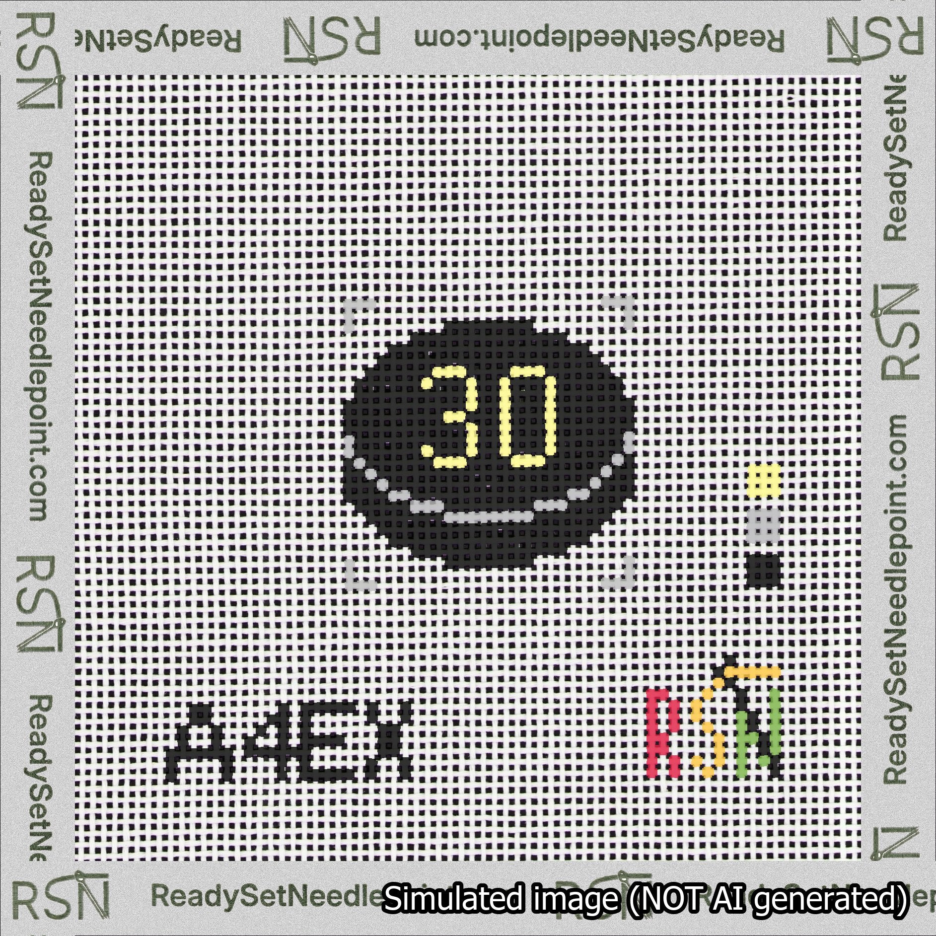 Hockey Puck Bag Charm Yellow 0-49 Needlepoint Canvas Design