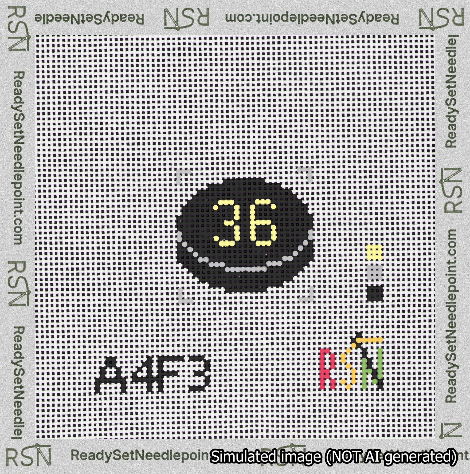 Hockey Puck Bag Charm Yellow 0-49 Needlepoint Canvas Design