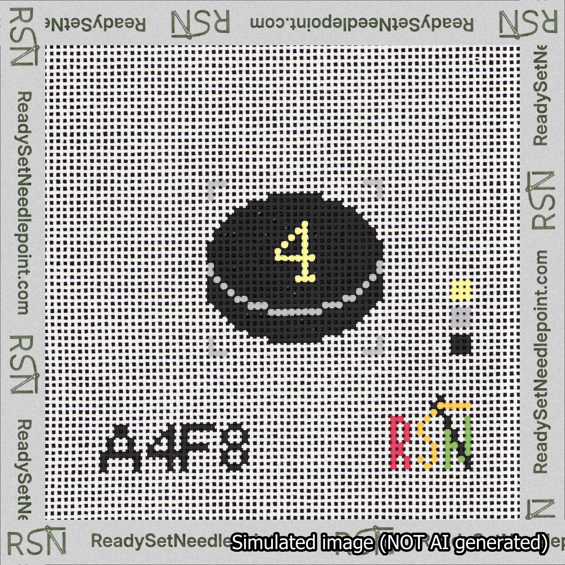 Hockey Puck Bag Charm Yellow 0-49 Needlepoint Canvas Design