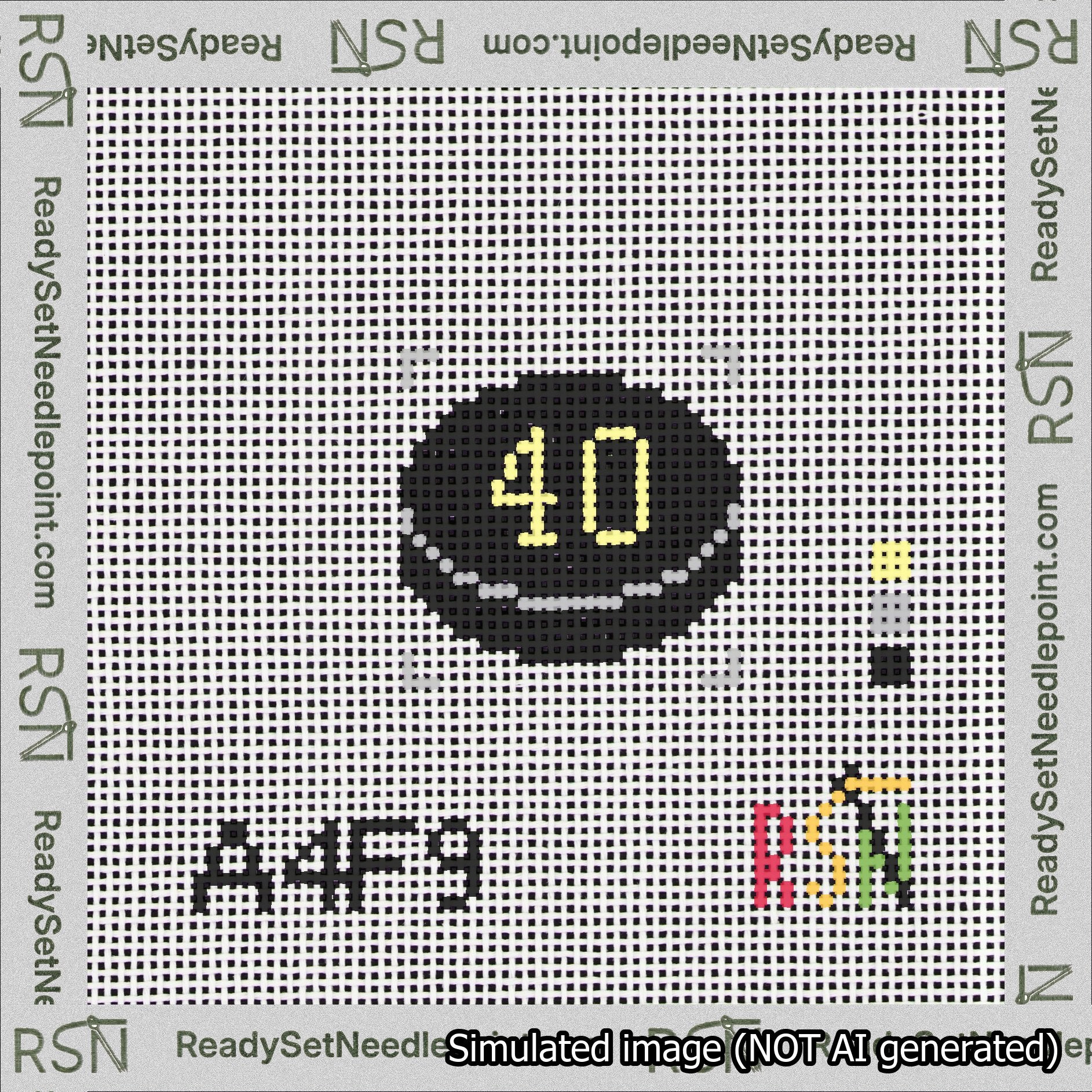 Hockey Puck Bag Charm Yellow 0-49 Needlepoint Canvas Design