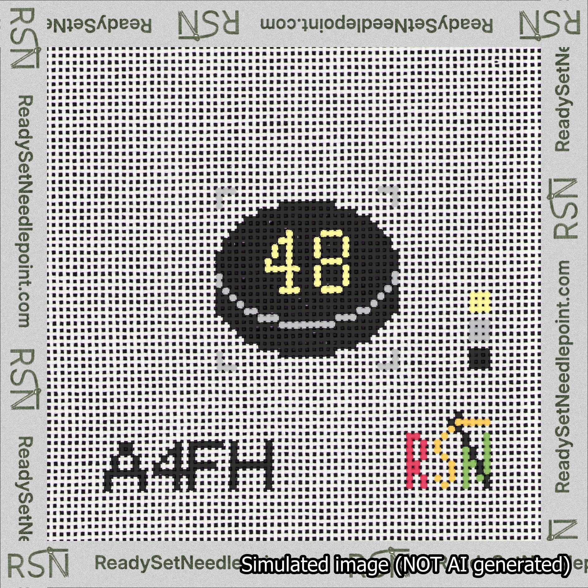 Hockey Puck Bag Charm Yellow 0-49 Needlepoint Canvas Design