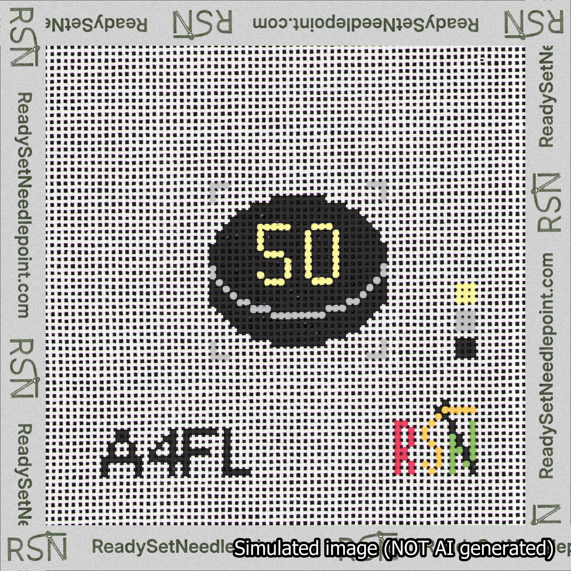 Hockey Puck Bag Charm Yellow 50-99 Needlepoint Canvas Design