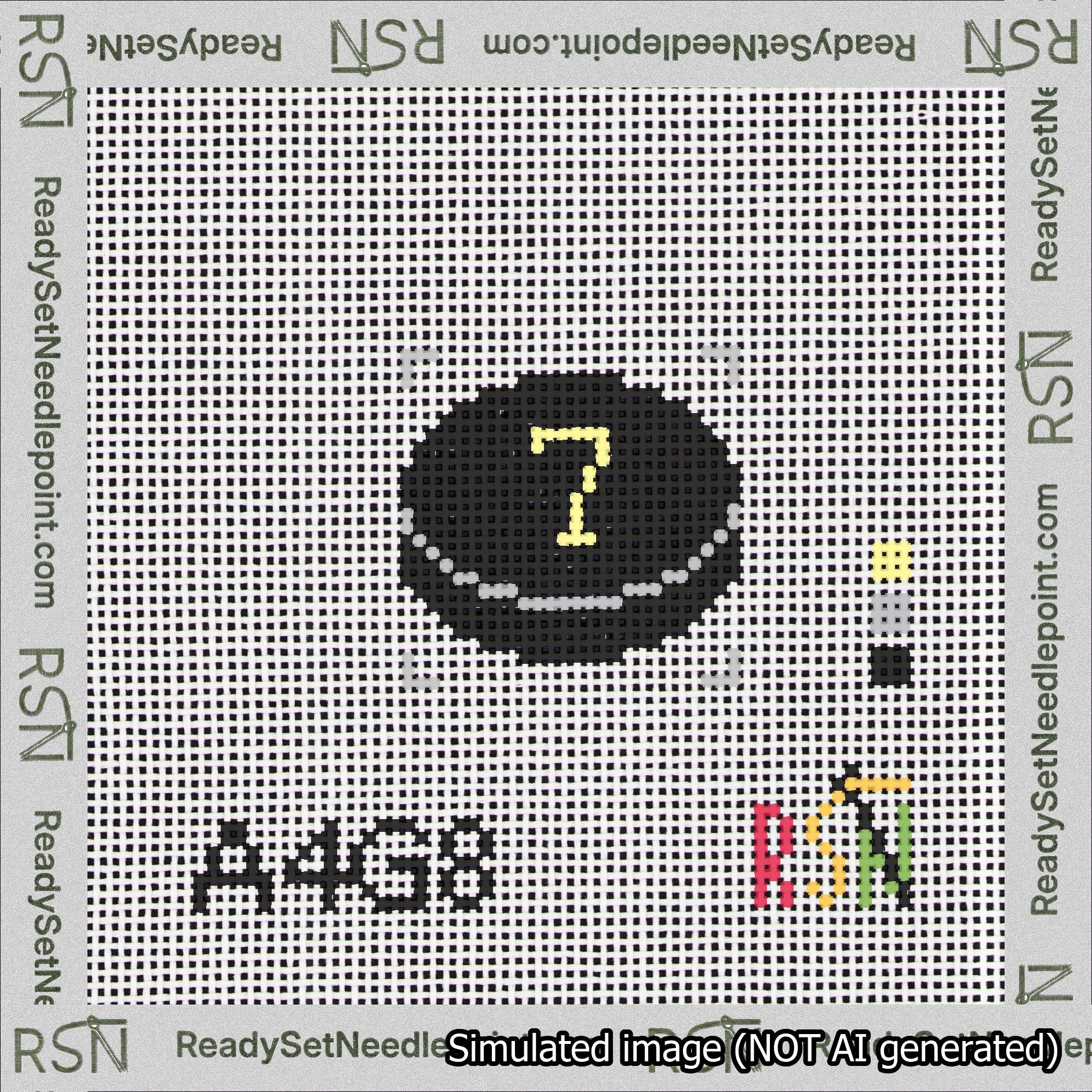 Hockey Puck Bag Charm Yellow 0-49 Needlepoint Canvas Design