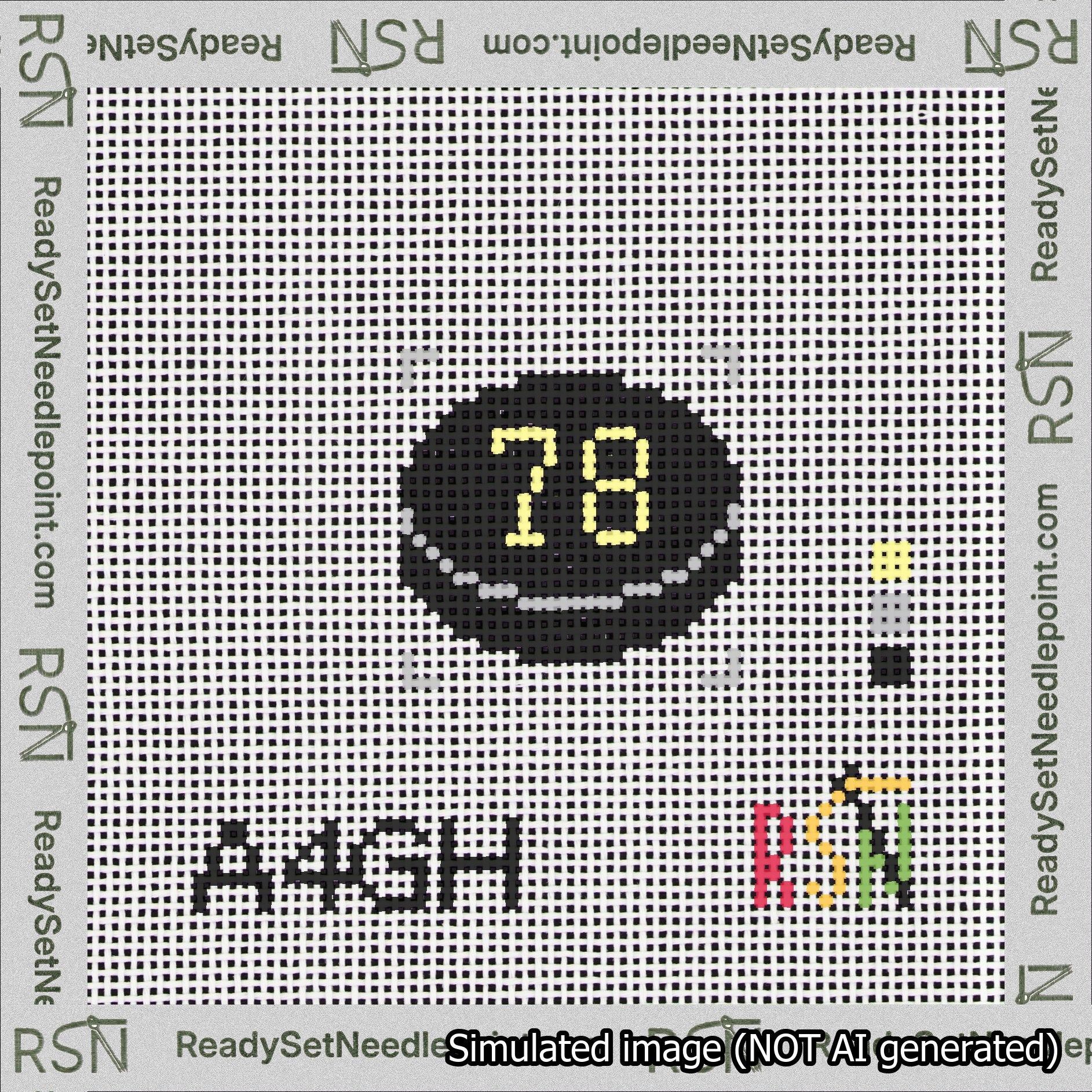 Hockey Puck Bag Charm Yellow 50-99 Needlepoint Canvas Design