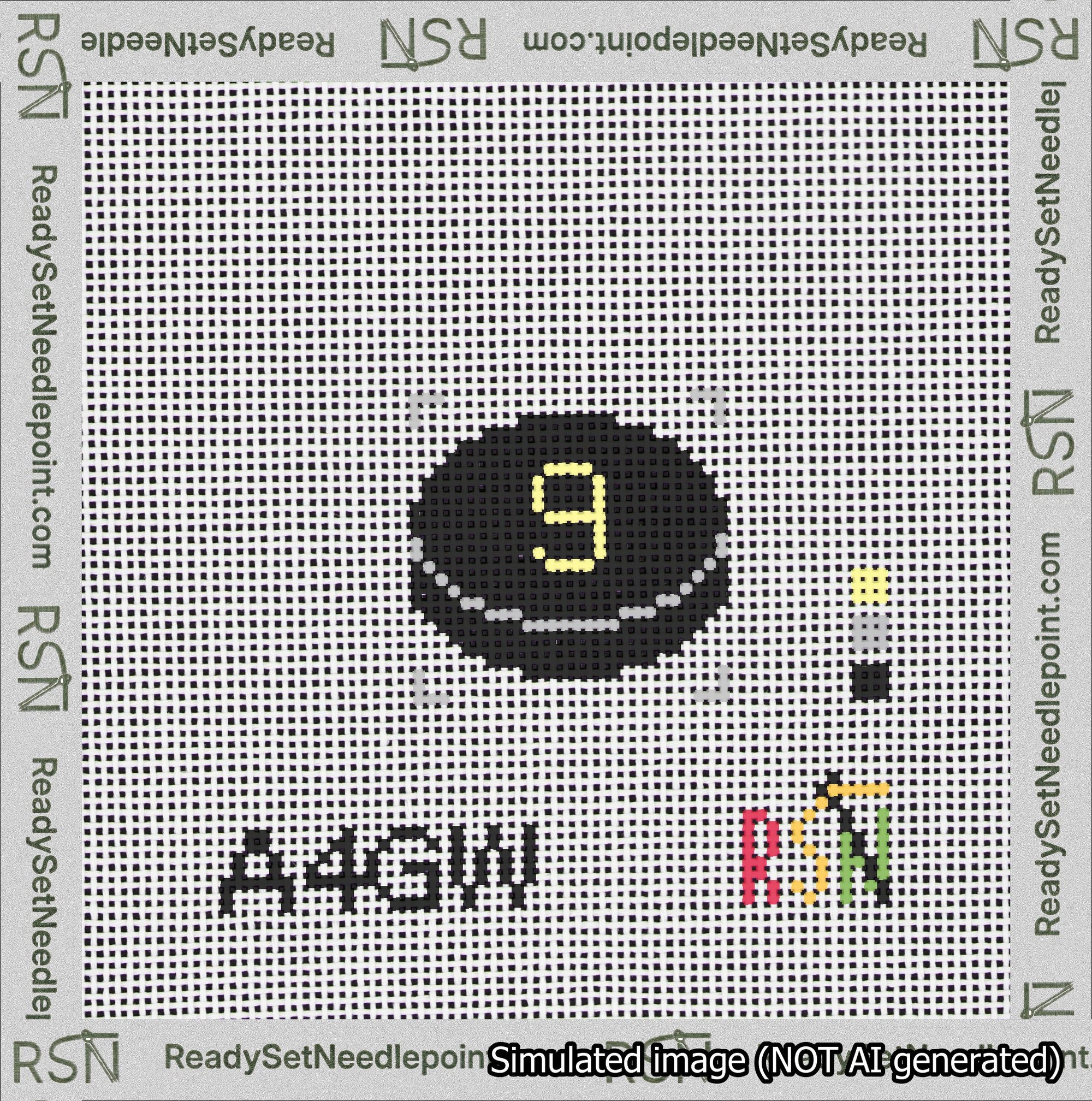 Hockey Puck Bag Charm Yellow 0-49 Needlepoint Canvas Design