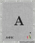 A taped needlepoint canvas with the design: Banner 13 mesh count Curved A Black on White.