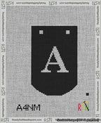 A taped needlepoint canvas with the design: Banner 13 mesh count Curved A White on Black.