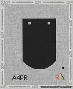 A taped needlepoint canvas with the design: Banner 13 mesh count Curved Blank Black.