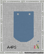 A taped needlepoint canvas with the design: Banner 13 mesh count Curved Blank Blue.