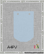 A taped needlepoint canvas with the design: Banner 13 mesh count Curved Blank Light Blue.
