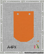 A taped needlepoint canvas with the design: Banner 13 mesh count Curved Blank Orange.