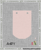 A taped needlepoint canvas with the design: Banner 13 mesh count Curved Blank Pink.