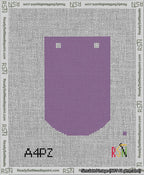 A taped needlepoint canvas with the design: Banner 13 mesh count Curved Blank Purple.