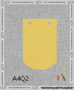 A taped needlepoint canvas with the design: Banner 13 mesh count Curved Blank Yellow.