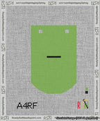 A taped needlepoint canvas with the design: Banner 13 mesh count Curved Dash Black on Light Green.