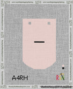 A taped needlepoint canvas with the design: Banner 13 mesh count Curved Dash Black on Pink.