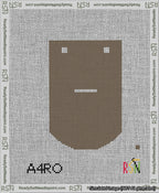 A taped needlepoint canvas with the design: Banner 13 mesh count Curved Dash White on Brown.