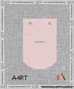 A taped needlepoint canvas with the design: Banner 13 mesh count Curved Dash White on Pink.