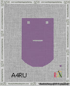 A taped needlepoint canvas with the design: Banner 13 mesh count Curved Dash White on Purple.