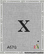 A taped needlepoint canvas with the design: Banner 13 mesh count Curved X Black on White.