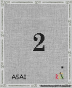 A taped needlepoint canvas with the design: Banner 13 mesh count Forked 2 Black on White.