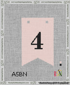 A taped needlepoint canvas with the design: Banner 13 mesh count Forked 4 Black on Pink.