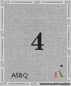 A taped needlepoint canvas with the design: Banner 13 mesh count Forked 4 Black on White.