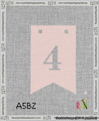 A taped needlepoint canvas with the design: Banner 13 mesh count Forked 4 White on Pink.