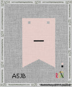 A taped needlepoint canvas with the design: Banner 13 mesh count Forked Dash Black on Pink.