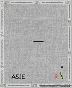 A taped needlepoint canvas with the design: Banner 13 mesh count Forked Dash Black on White.