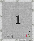 A taped needlepoint canvas with the design: Banner 13 mesh count Pointed 1 Black on White.