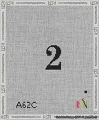 A taped needlepoint canvas with the design: Banner 13 mesh count Pointed 2 Black on White.