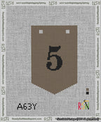 A taped needlepoint canvas with the design: Banner 13 mesh count Pointed 5 Black on Brown.