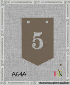 A taped needlepoint canvas with the design: Banner 13 mesh count Pointed 5 White on Brown.