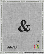 A taped needlepoint canvas with the design: Banner 13 mesh count Pointed Ampersand Black on White.