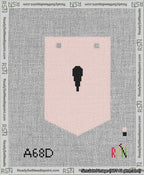 A taped needlepoint canvas with the design: Banner 13 mesh count Pointed Apostrophe Black on Pink.