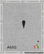 A taped needlepoint canvas with the design: Banner 13 mesh count Pointed Apostrophe Black on White.