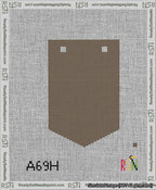 A taped needlepoint canvas with the design: Banner 13 mesh count Pointed Blank Brown.