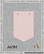 A taped needlepoint canvas with the design: Banner 13 mesh count Pointed Blank Pink.