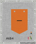 A taped needlepoint canvas with the design: Banner 13 mesh count Pointed Dash Black on Orange.