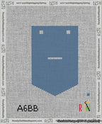A taped needlepoint canvas with the design: Banner 13 mesh count Pointed Dash White on Blue.
