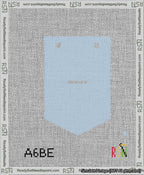 A taped needlepoint canvas with the design: Banner 13 mesh count Pointed Dash White on Light Blue.