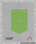 A taped needlepoint canvas with the design: Banner 13 mesh count Pointed Dash White on Light Green.