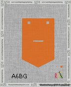 A taped needlepoint canvas with the design: Banner 13 mesh count Pointed Dash White on Orange.