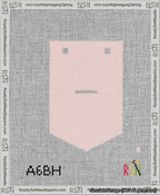 A taped needlepoint canvas with the design: Banner 13 mesh count Pointed Dash White on Pink.