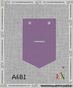 A taped needlepoint canvas with the design: Banner 13 mesh count Pointed Dash White on Purple.